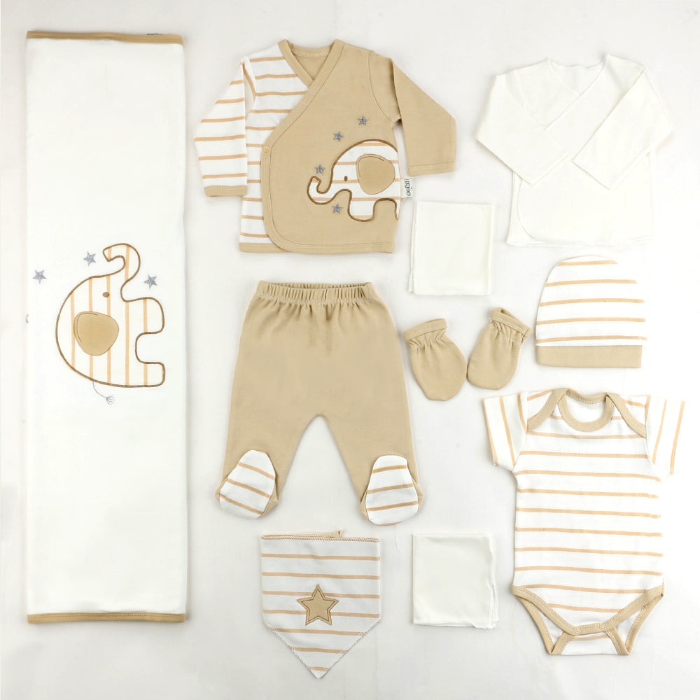 Elephant Themed Hospital Outfit 10-Piece Set Newborn Baby Coffee (0-6