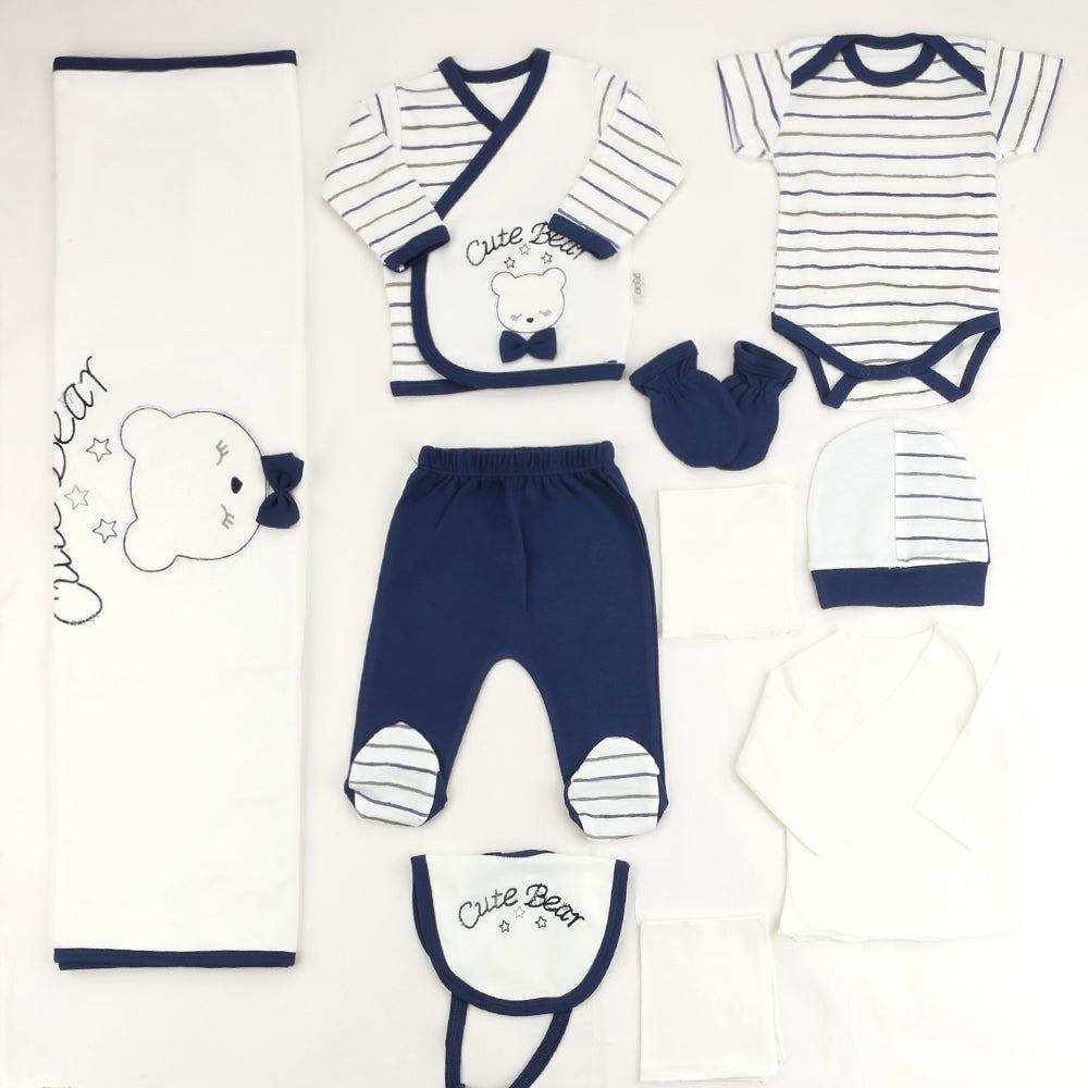 Cute Bear Themed Hospital Outfit 10-Piece Set Newborn Baby Boy Navy Blue (0-6 Months) - S001.2020