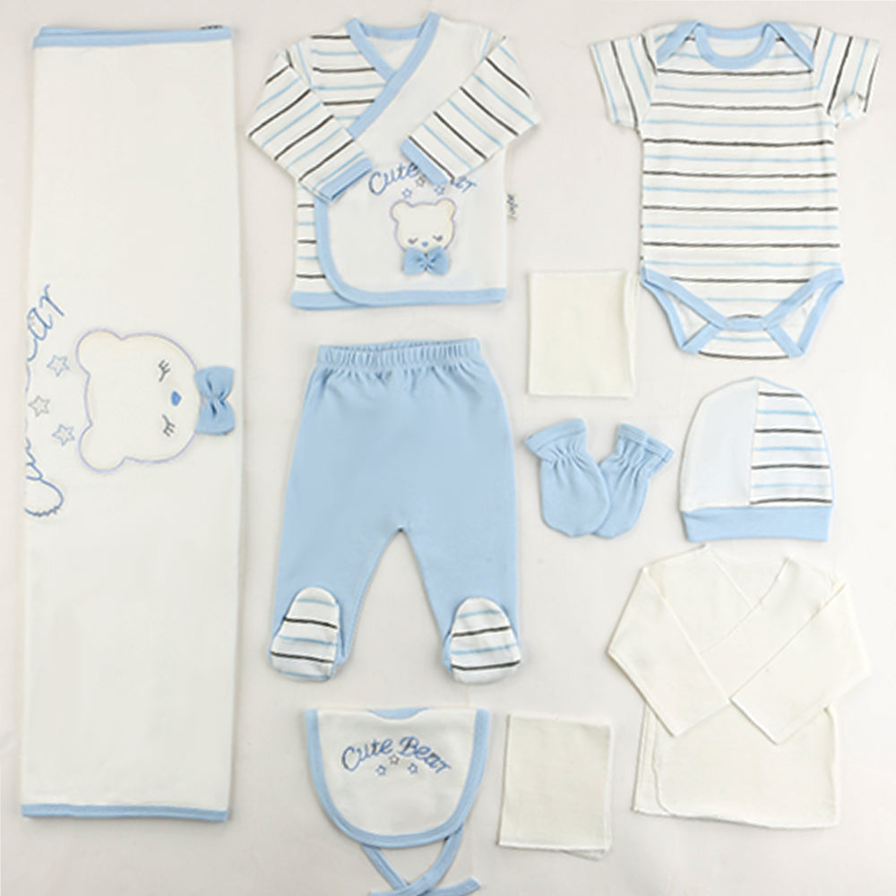 Cute Bear Themed Hospital Outfit 10-Piece Set Newborn Baby Boy Blue (0-6 Months) - S001.2020