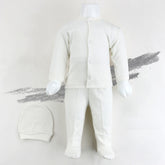 Polka Dot Patterned Baby Pajama Set Ecru (0-3 Months) - 001.2263