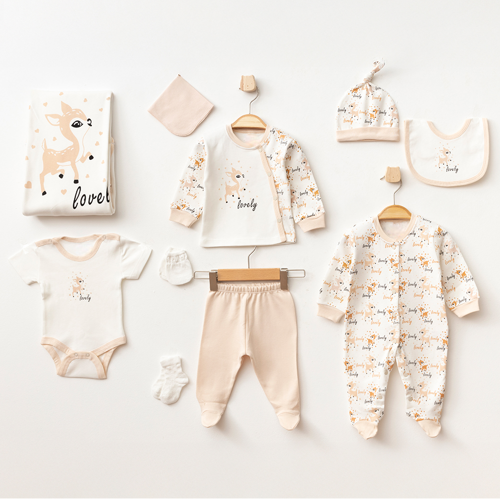 Lovely Themed Hospital Outfit 10-Piece Set Newborn Baby Beige (0-3 Months) - A020.10333