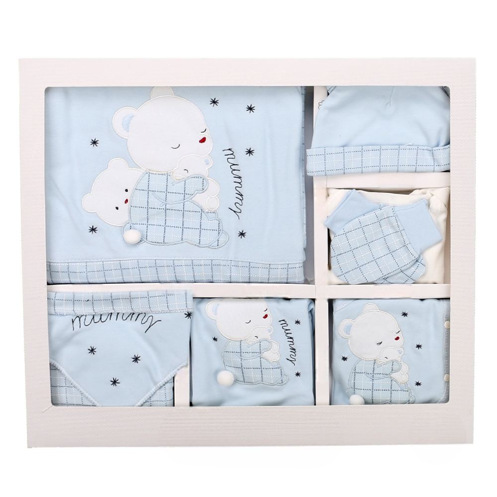 Sleep Bear Themed Hospital Outfit 10-Piece Set Newborn Baby Blue (0-6 Months) - T023.137