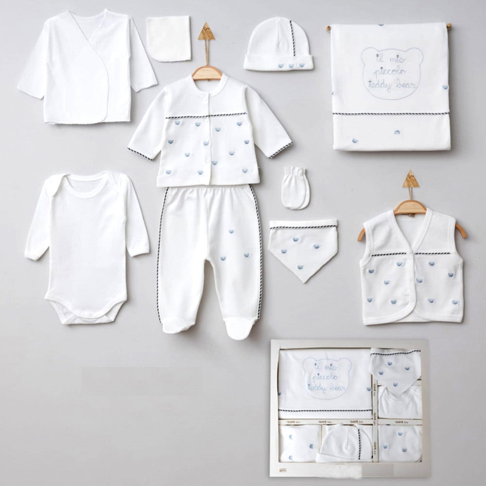 Heart Themed Hospital Outfit 10-Piece Set Newborn Baby Ecru (0-6 Months) - 024.6632