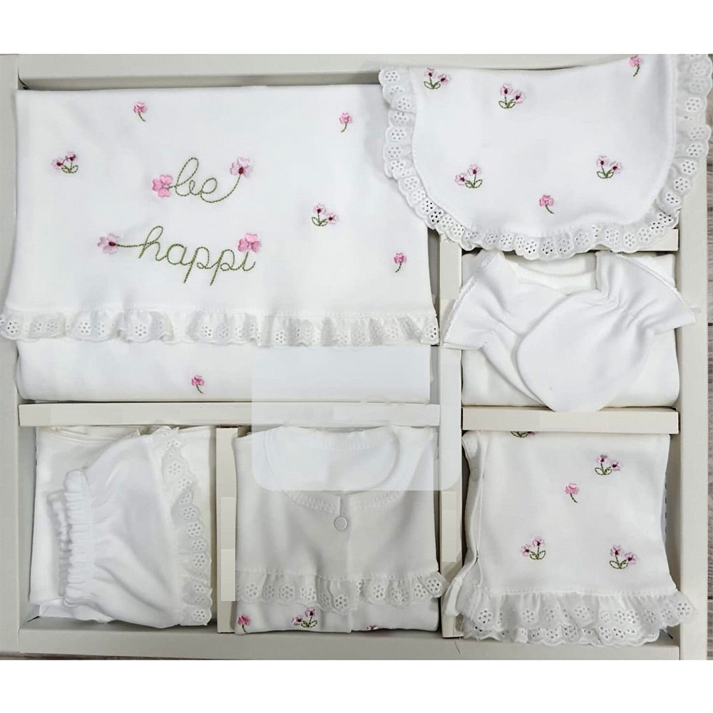 Flowery Themed Hospital Outfit 10-Piece Set Newborn Baby Girls Ecru (0-6 Months) - G024.6633