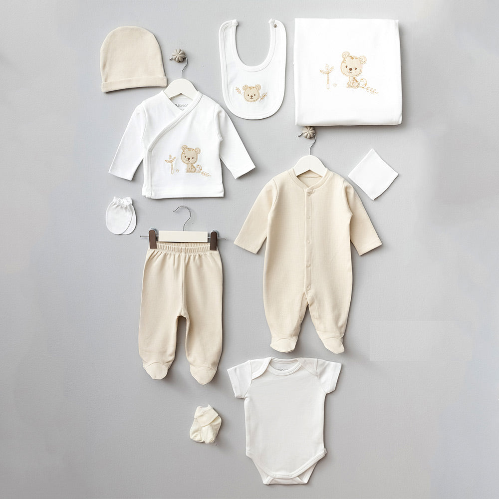 Tiger Themed Hospital Outfit 10-Piece Set Newborn Baby Ecru (0-6 Months) - B047.10095.03