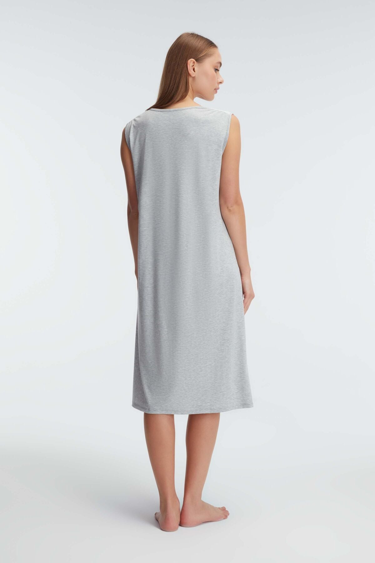 Lace Collar Maternity-Nursing Nightgown & Robe Set Grey - 11309