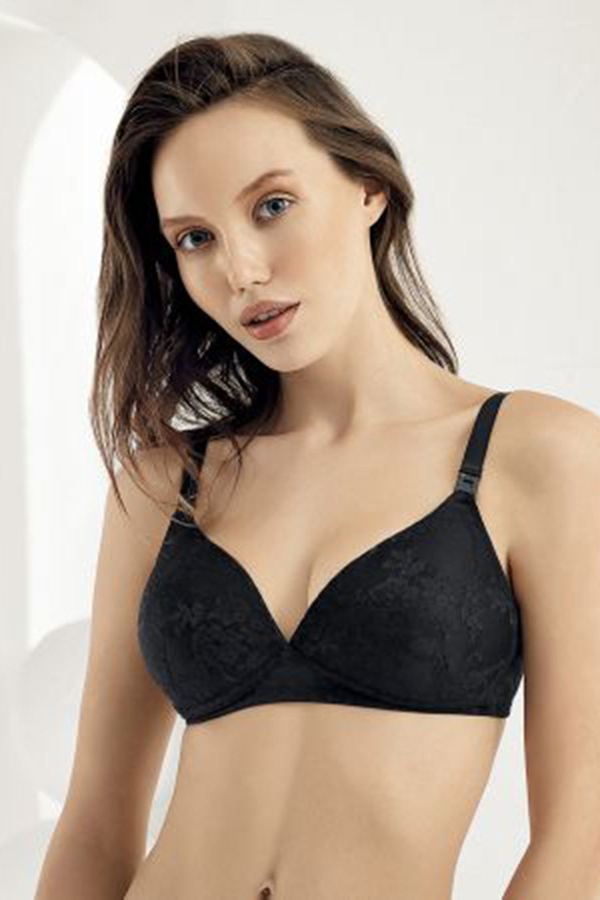 Lace Covered Nursing Bra Black - 13400