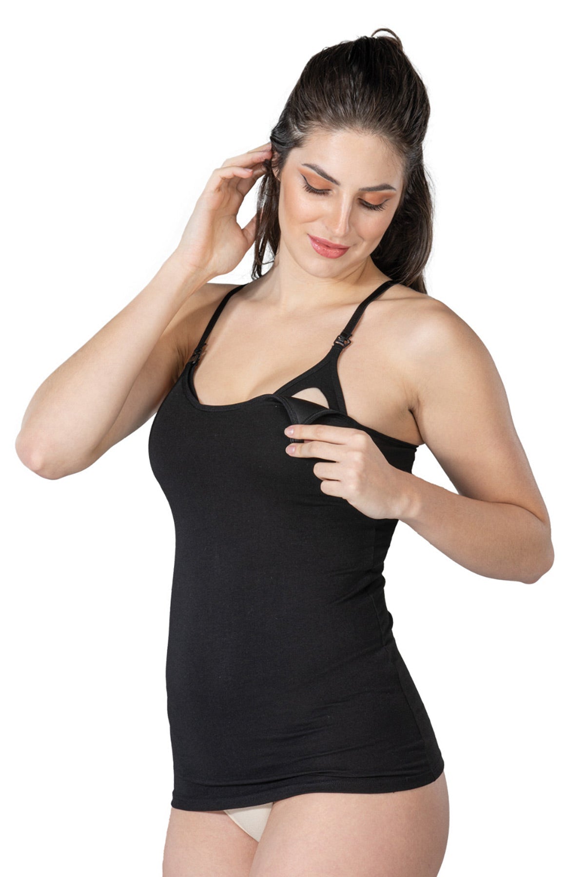 Covered With Modal Cotton Nursing Tank Top Black - 1413