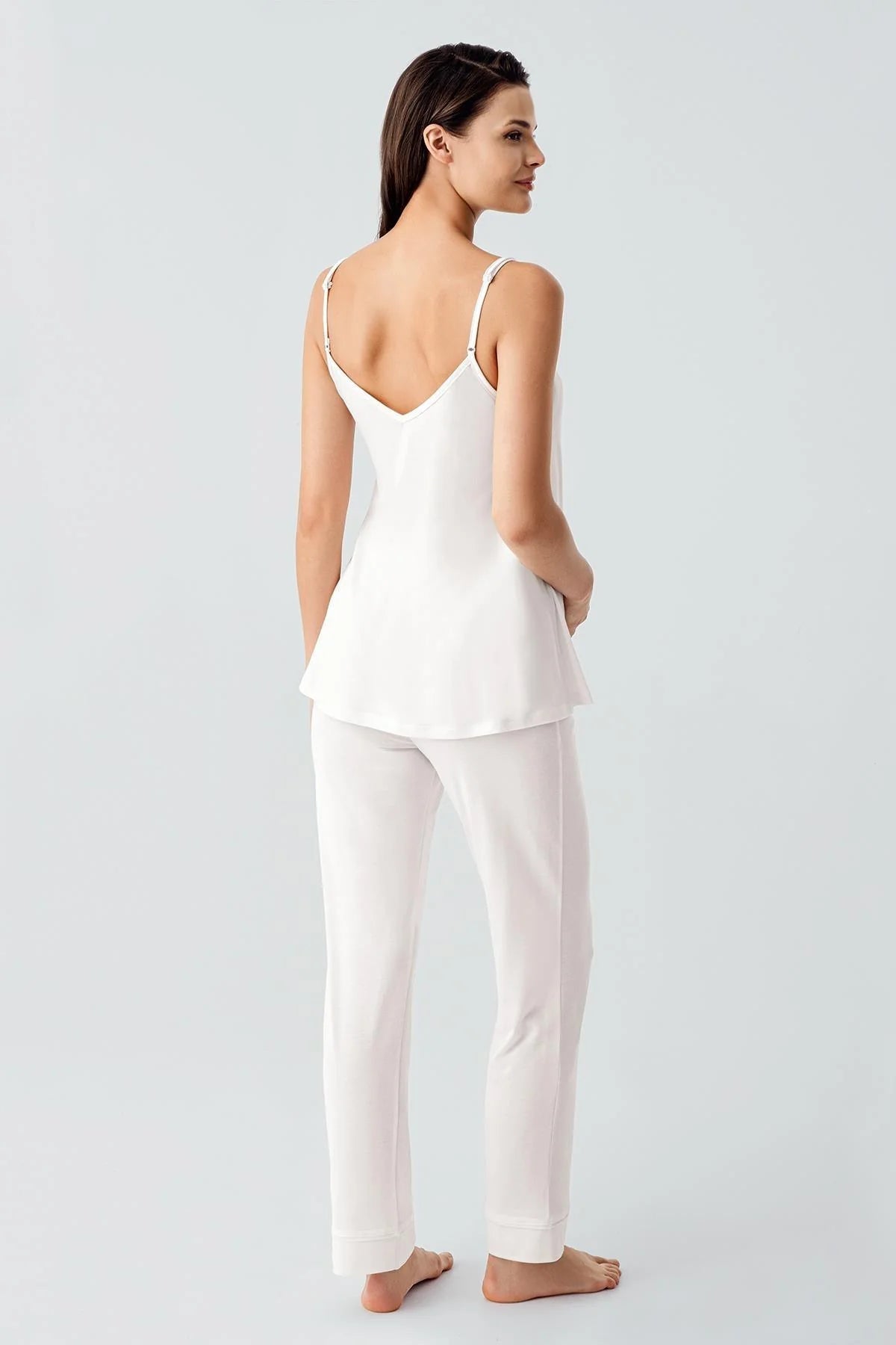 Strappy 3-Piece Maternity-Nursing Pajama & Jacquard Robe Set Ecru - 17301