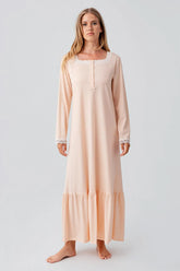 Lace Collar Cotton Plus Size Maternity & Nursing Nightgown Salmon - 18100