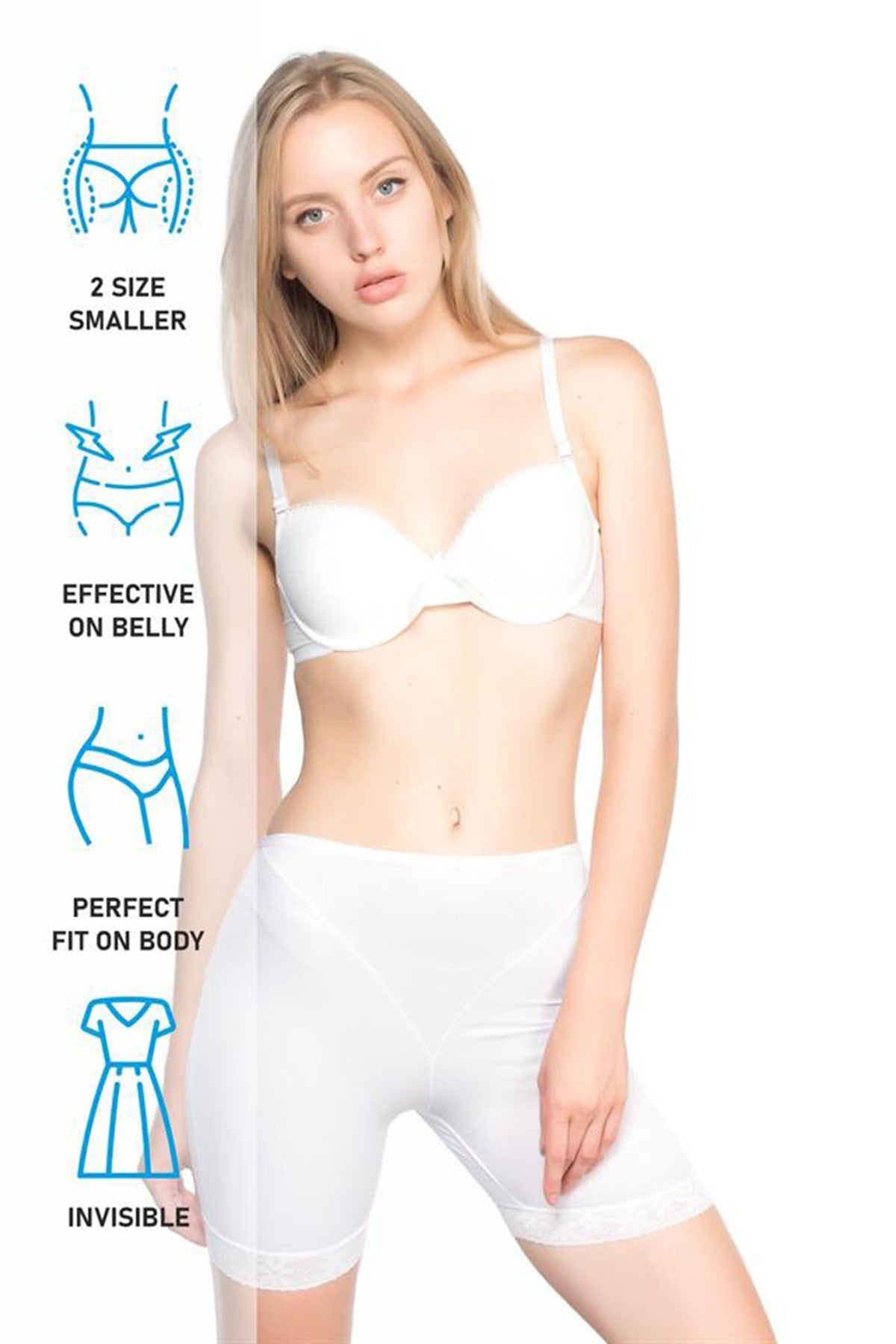 Lace Trim Pop-Up Boxer Postpartum Corset White - 2002