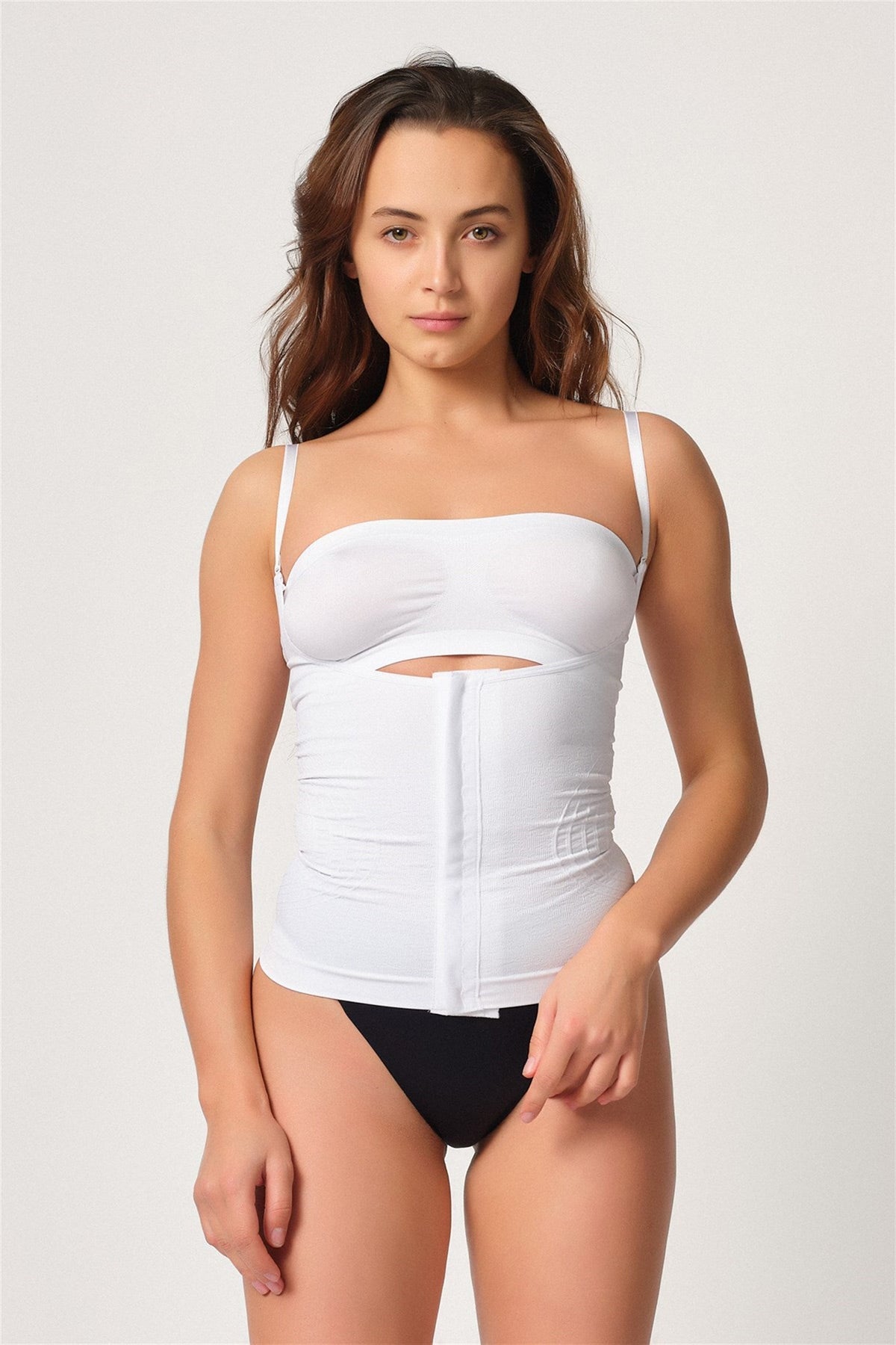Hook-And-Eye Tank Top Postpartum Corset White - 2030