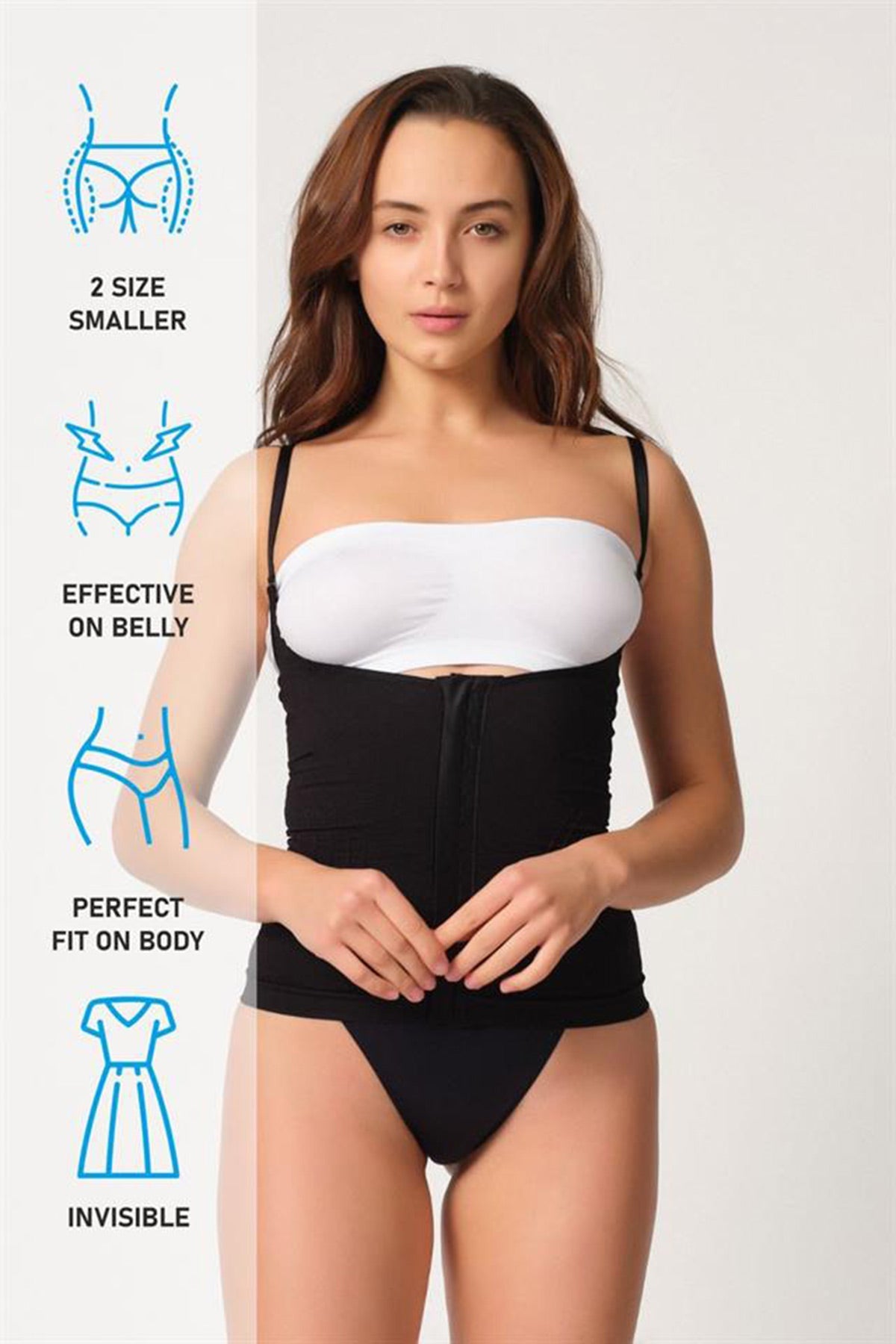 Hook-And-Eye Tank Top Postpartum Corset Black - 2030