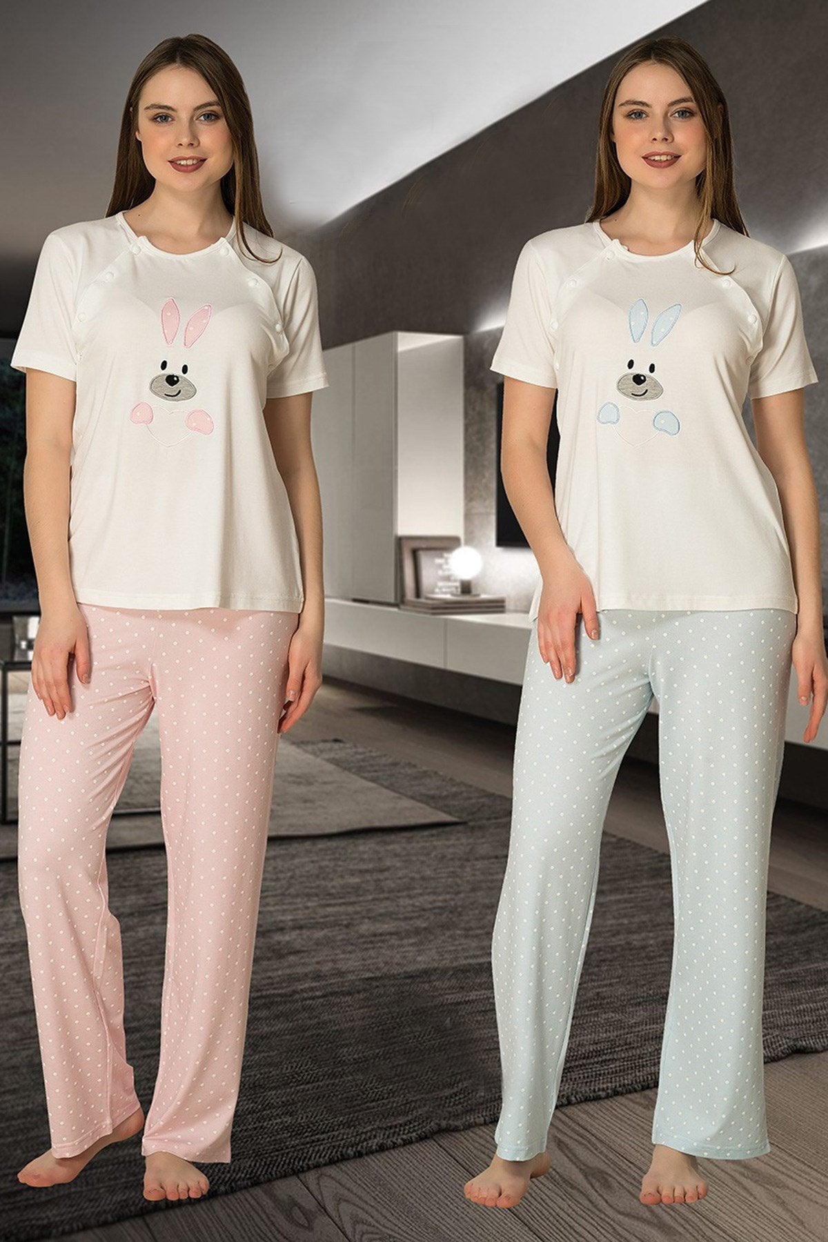 Basic 4 Piece Maternity-Nursing Set Blue - 2076