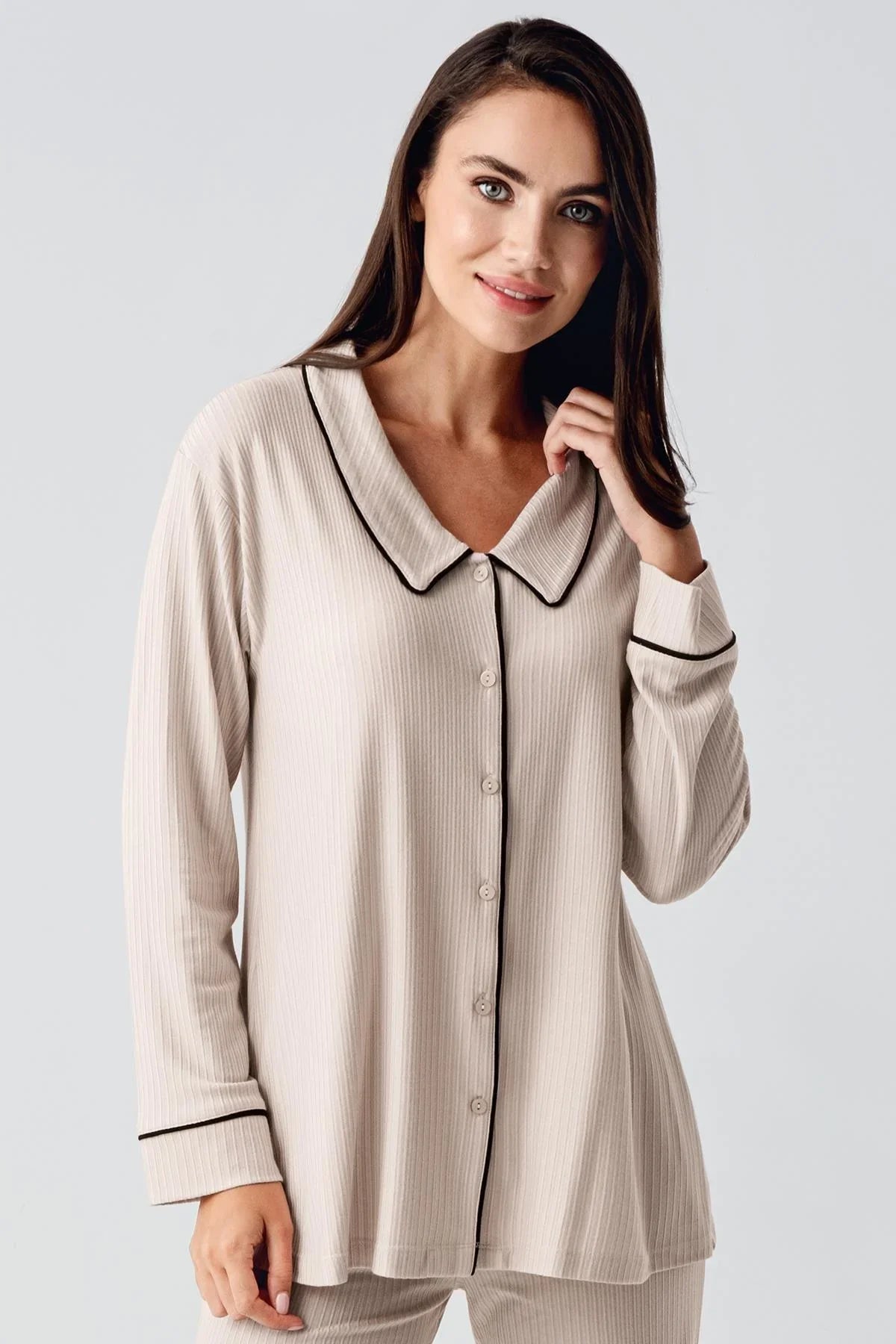 Baby Collar Maternity & Nursing Pajamas Beige - 22109