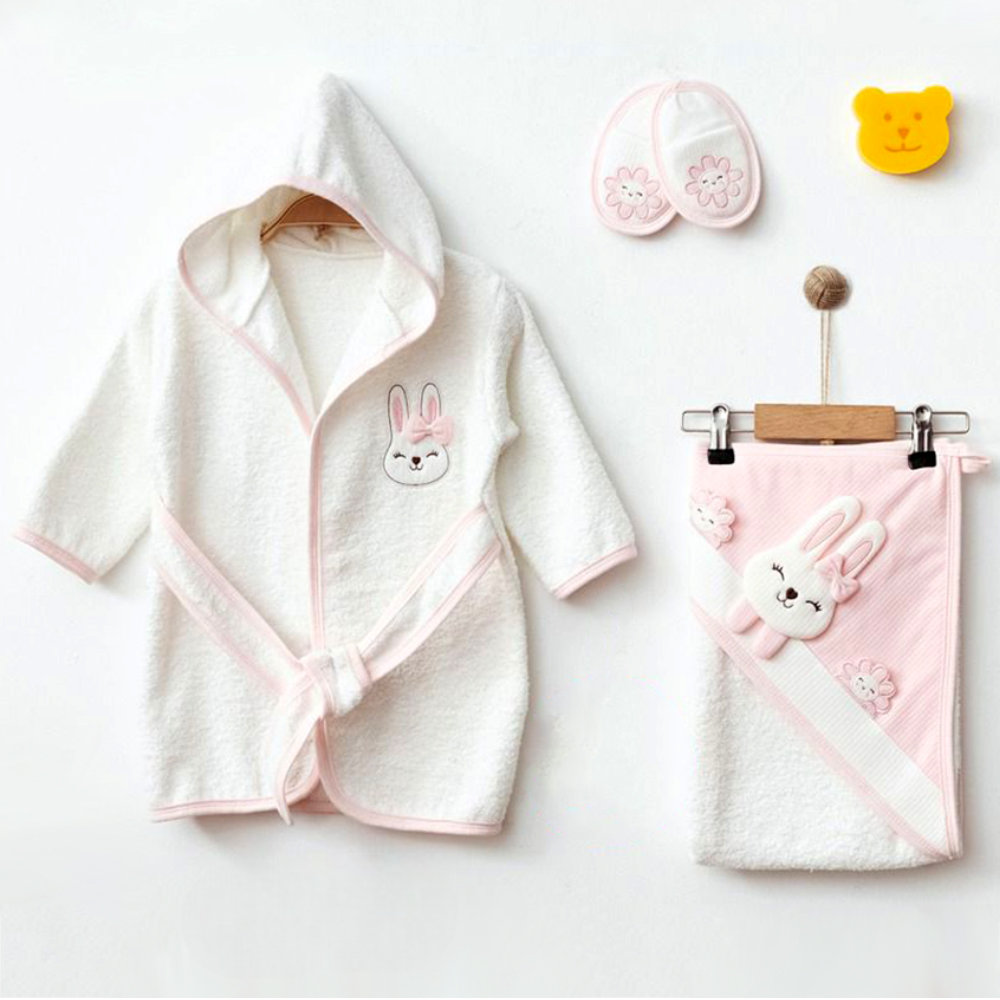 Bunny Themed Baby Bathrobe Set Pink (0-24 Months) - S239.5584