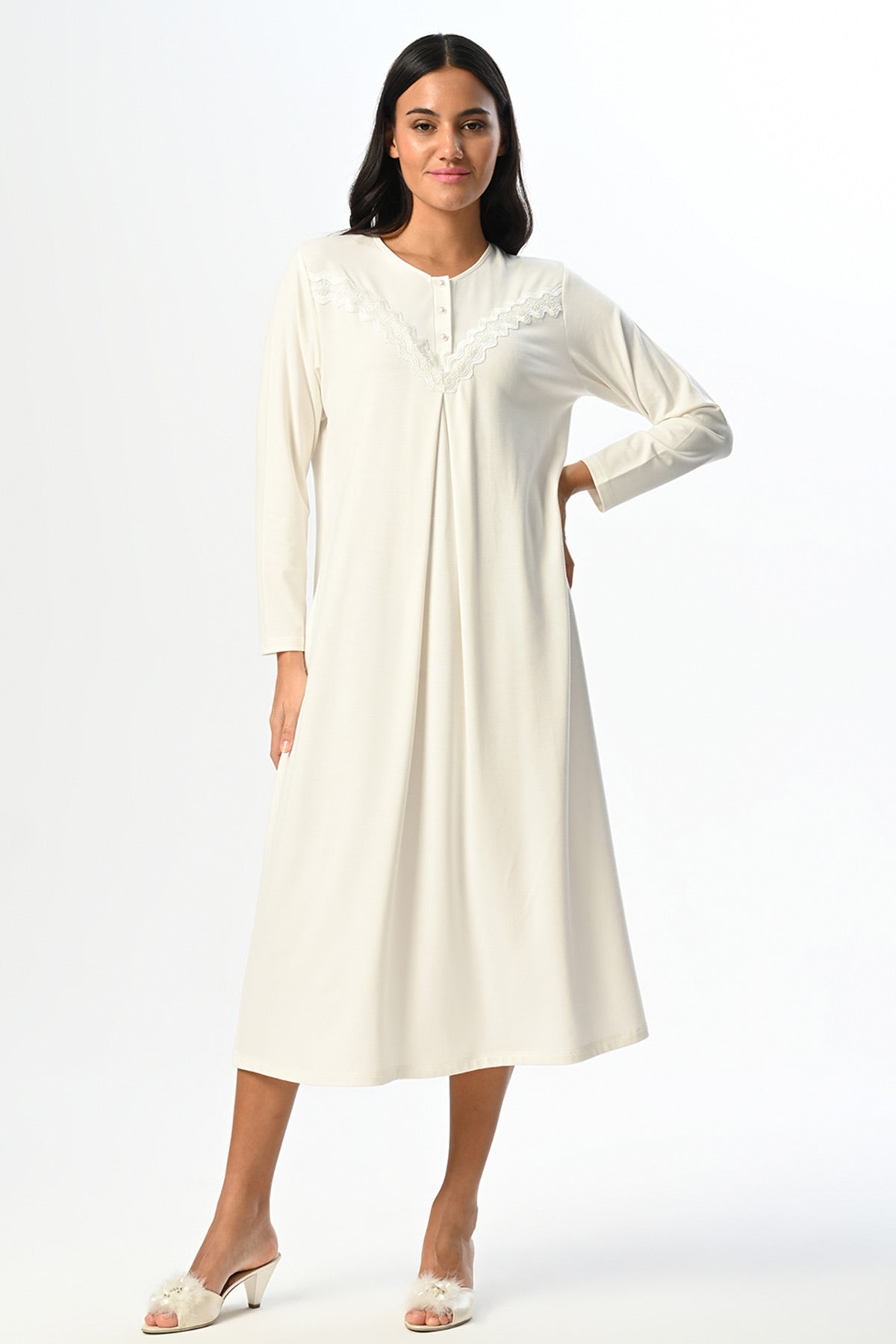 Lacy Maternity-Nursing Nightgown & Robe Set - 24523