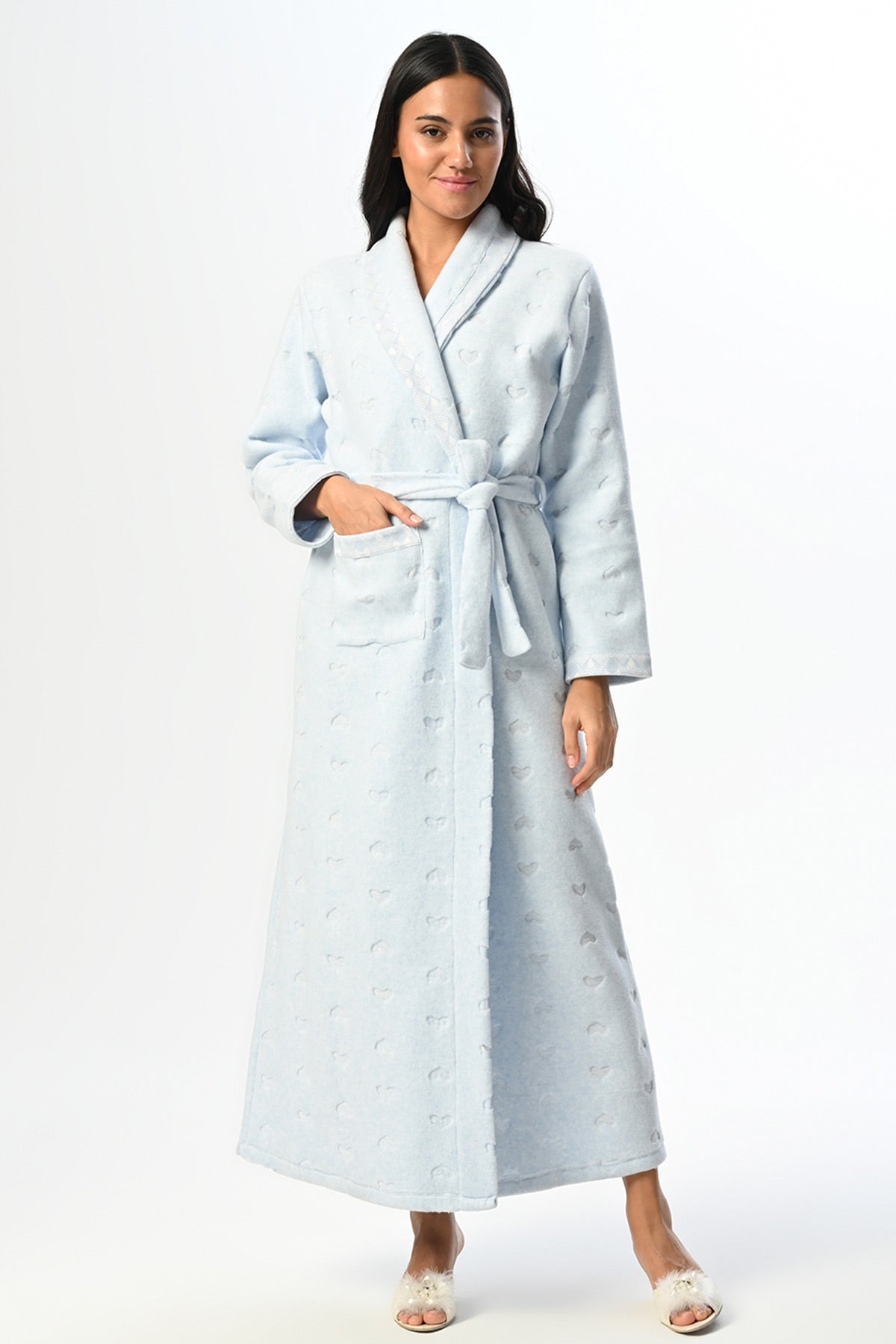 Heart Patterned Maternity Robe - 24608