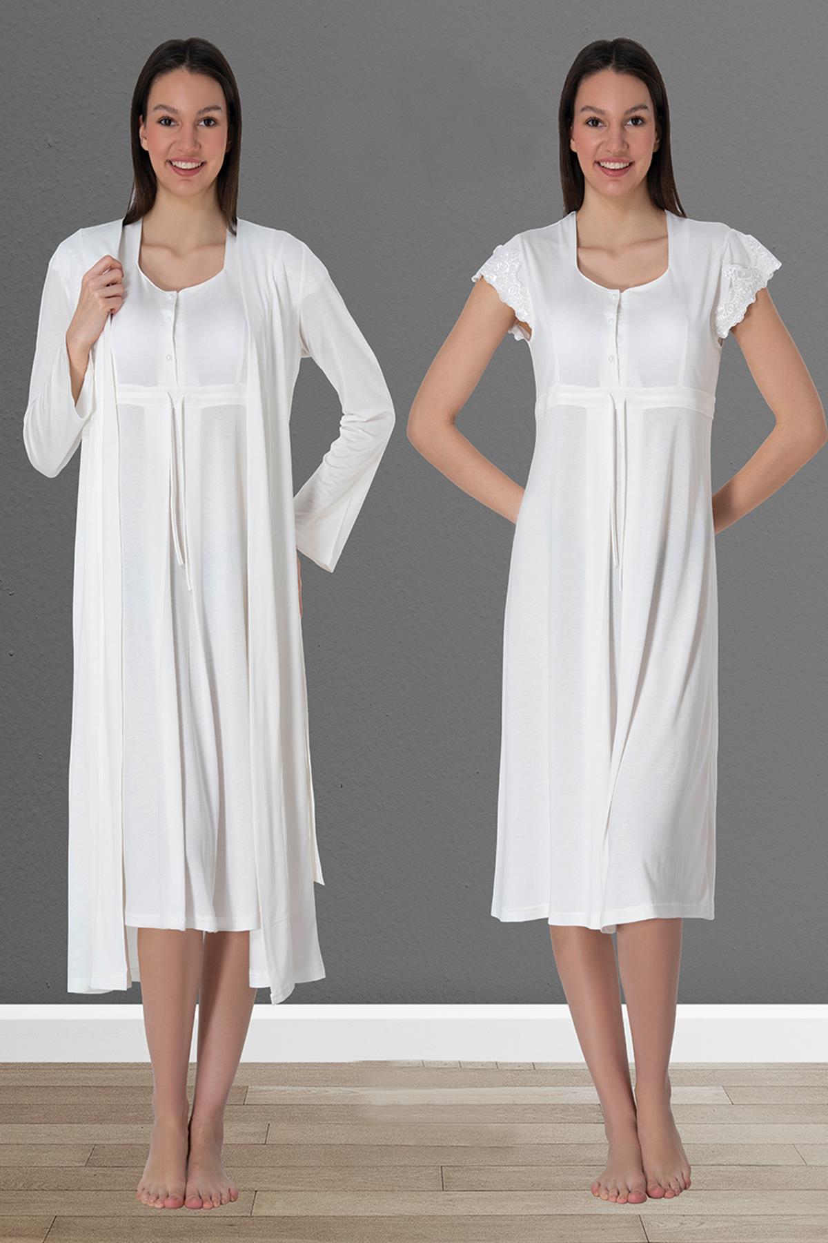 Lacy 4 Piece Maternity-Nursing Set Ecru - 2526