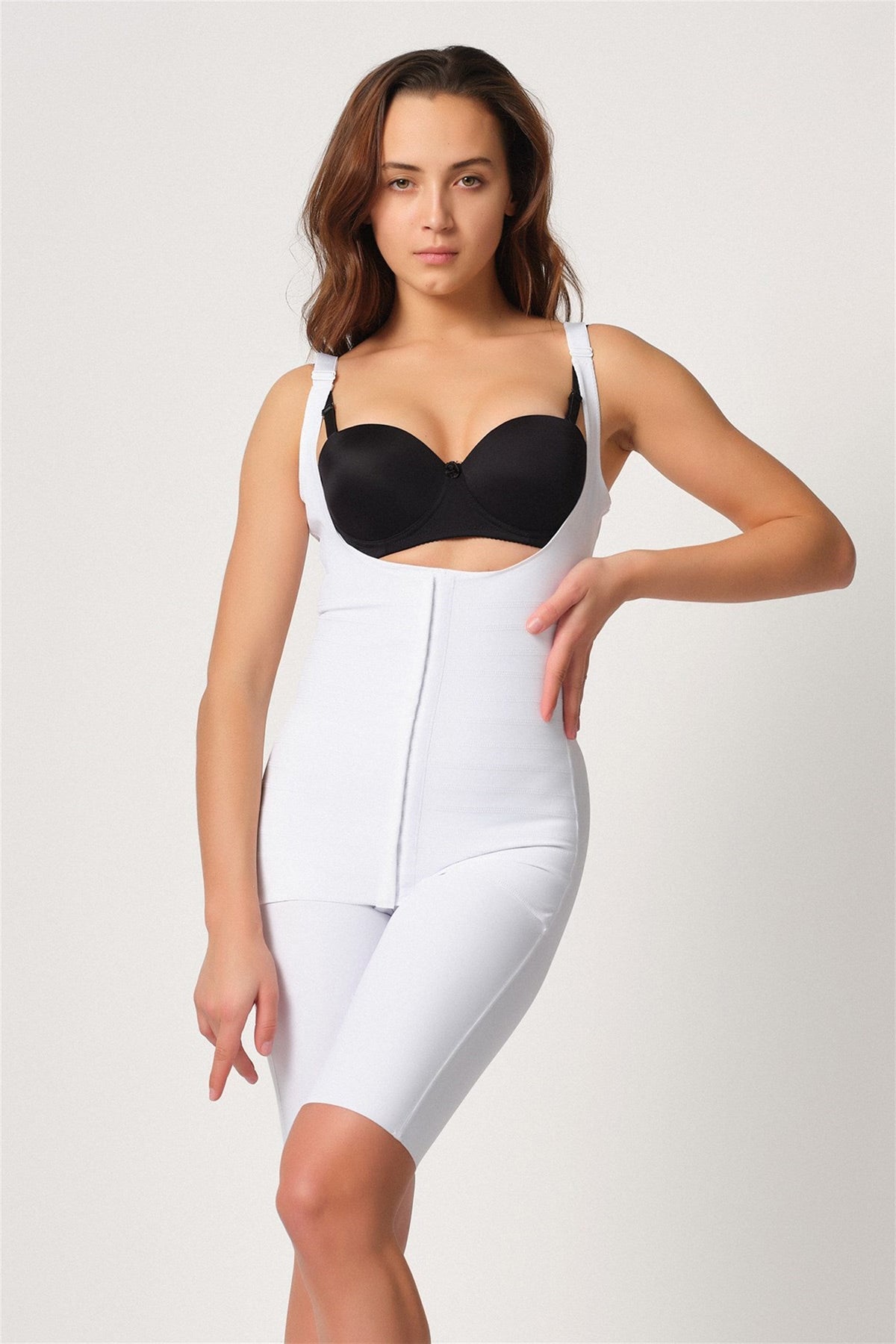 Hook-And-Eye Vest With Carioca Support Full-Length Postpartum Corset White - 2915