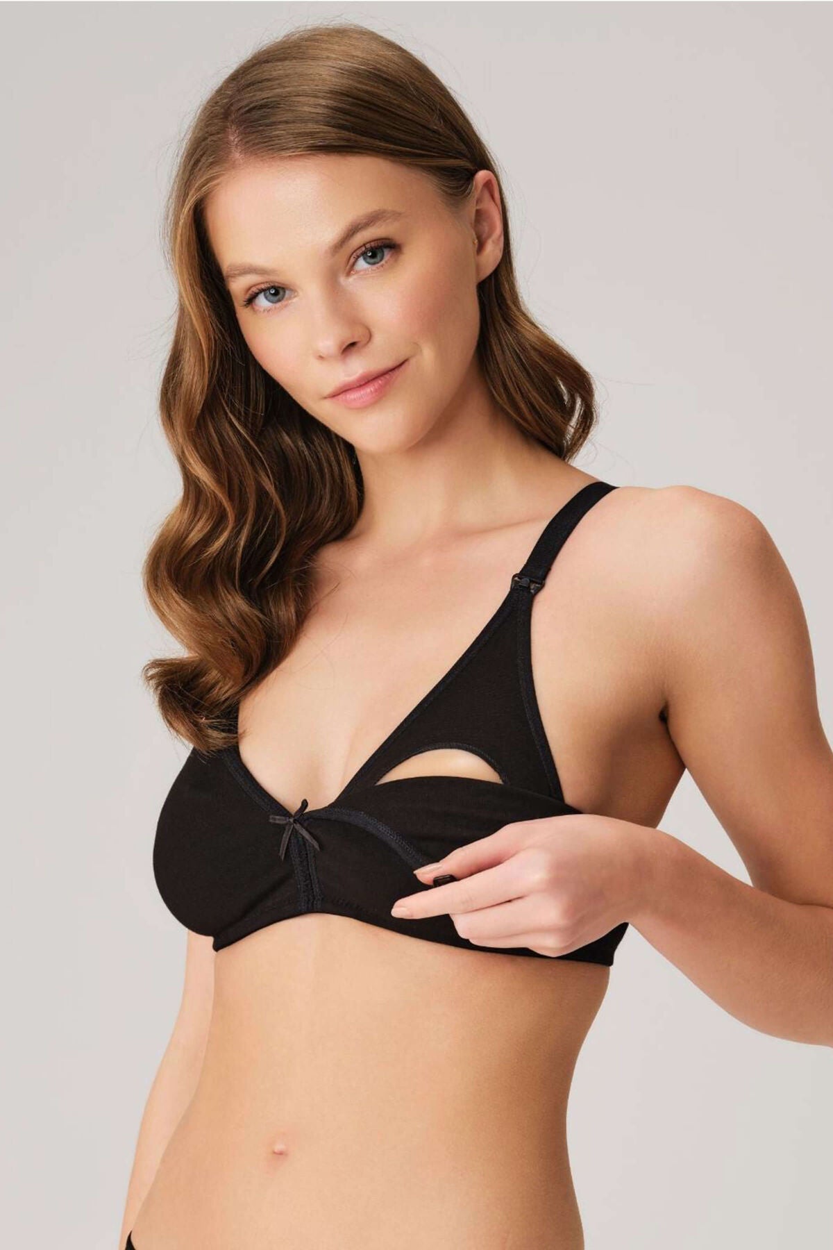 Cotton Non-Underwired Nursing Bra Black - 3424