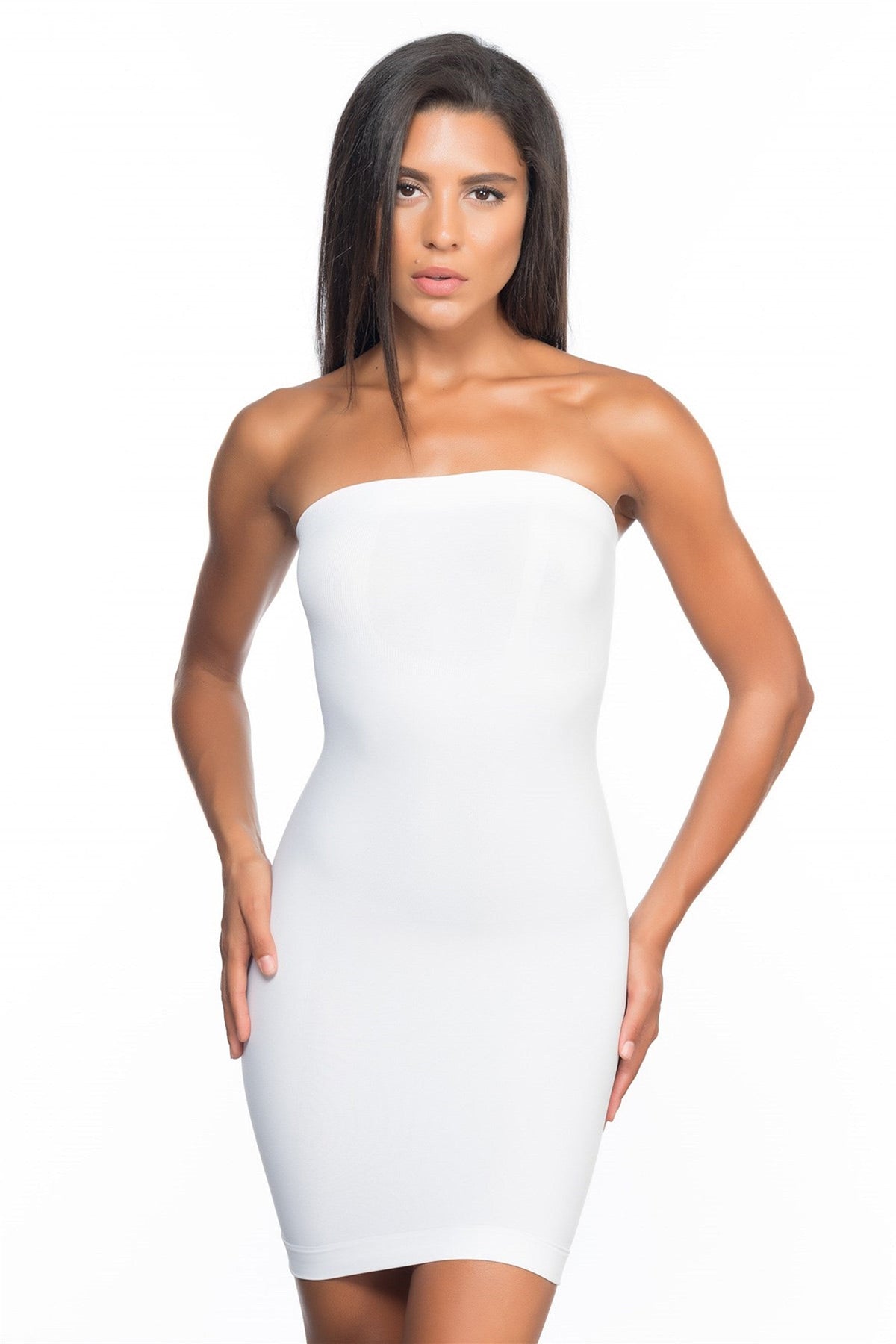Seamless Straples Postpartum Corset Dress White - 5065