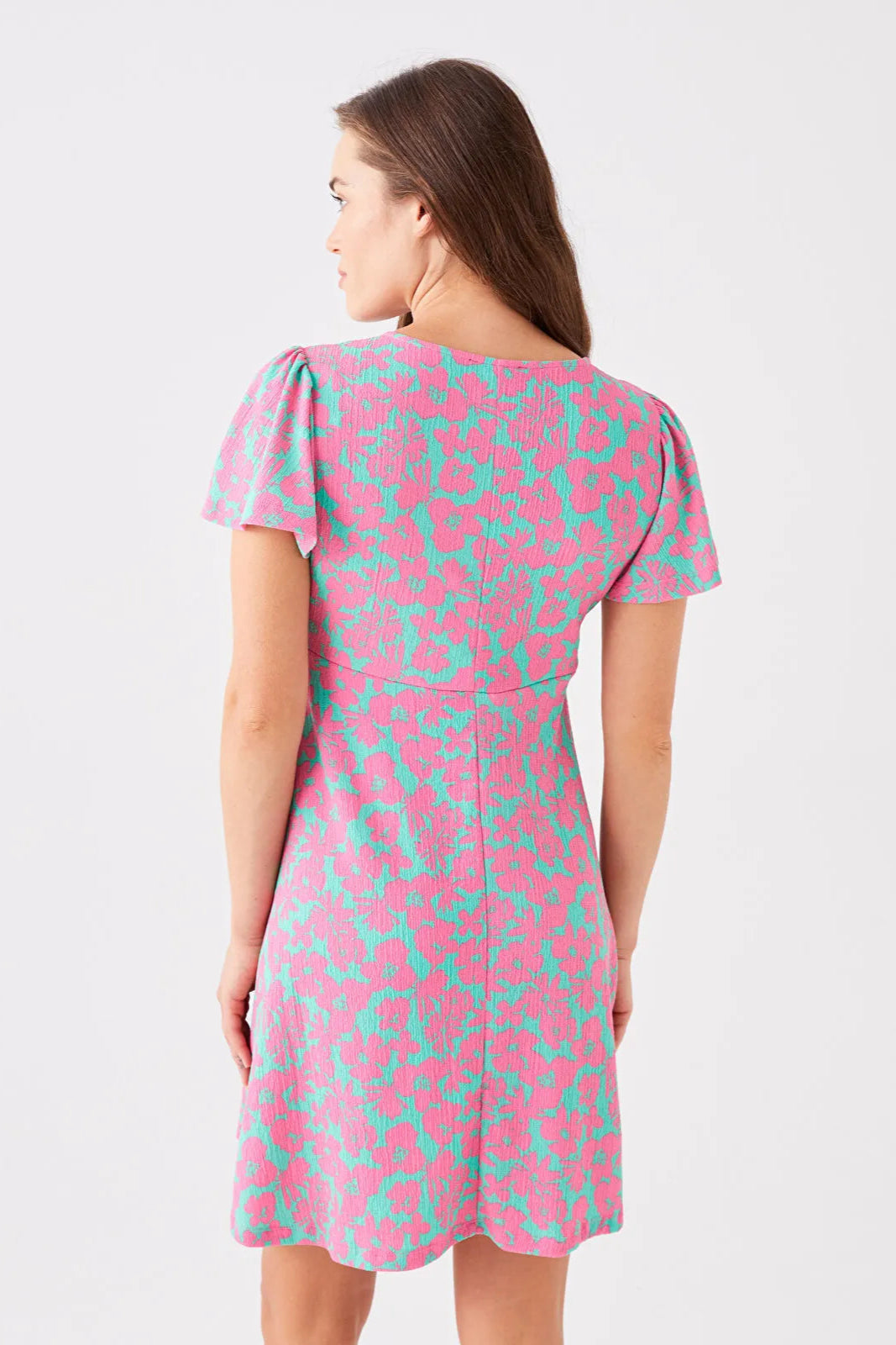 Flowery Double Breasted Maternity Dress Pink - 8119