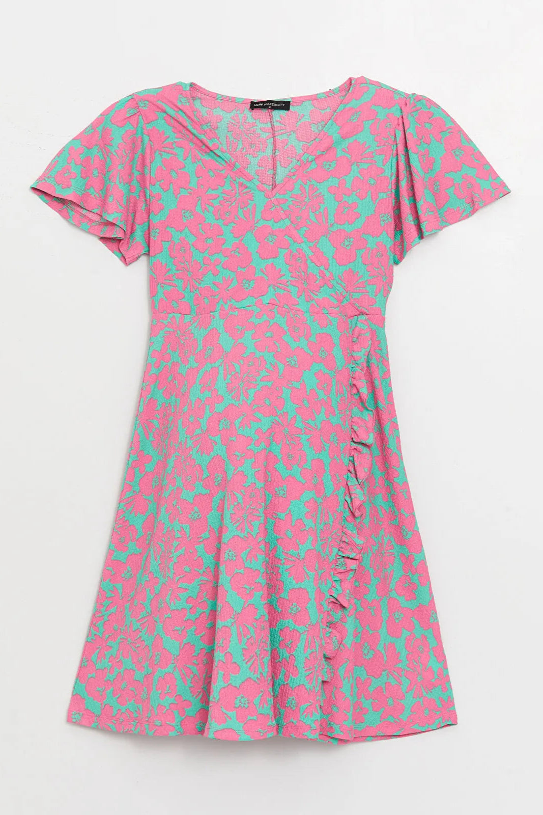 Flowery Double Breasted Maternity Dress Pink - 8119
