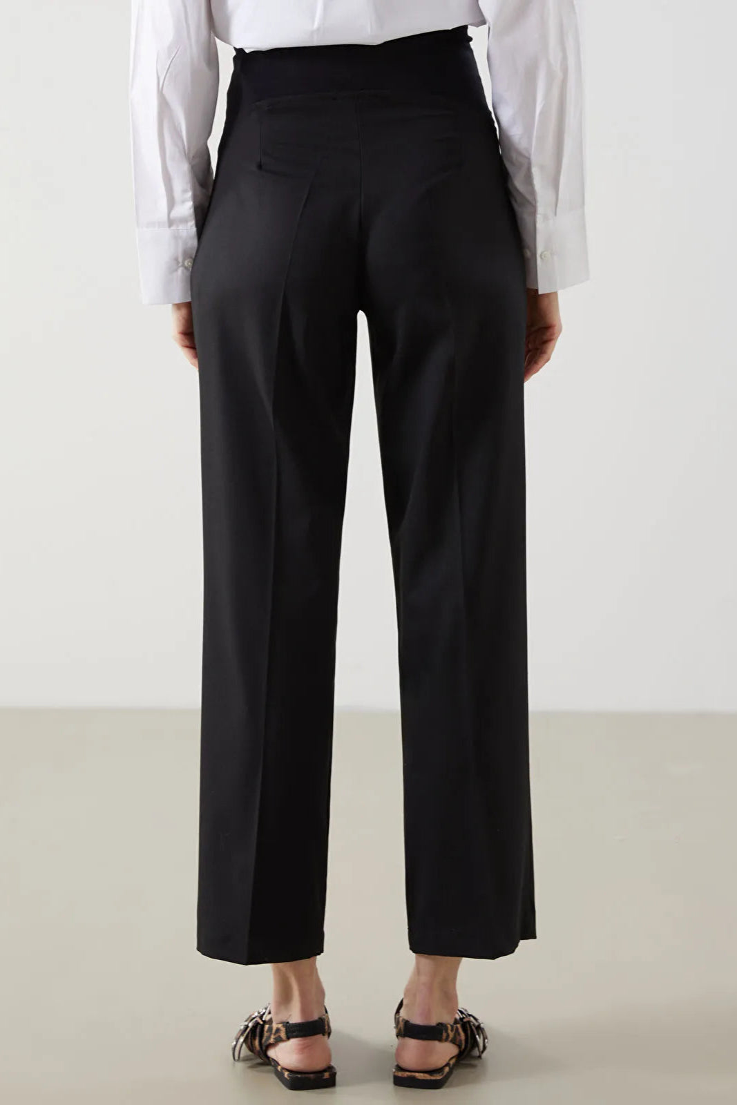 Wide Leg Belly Panel Maternity Trousers Black - 8343