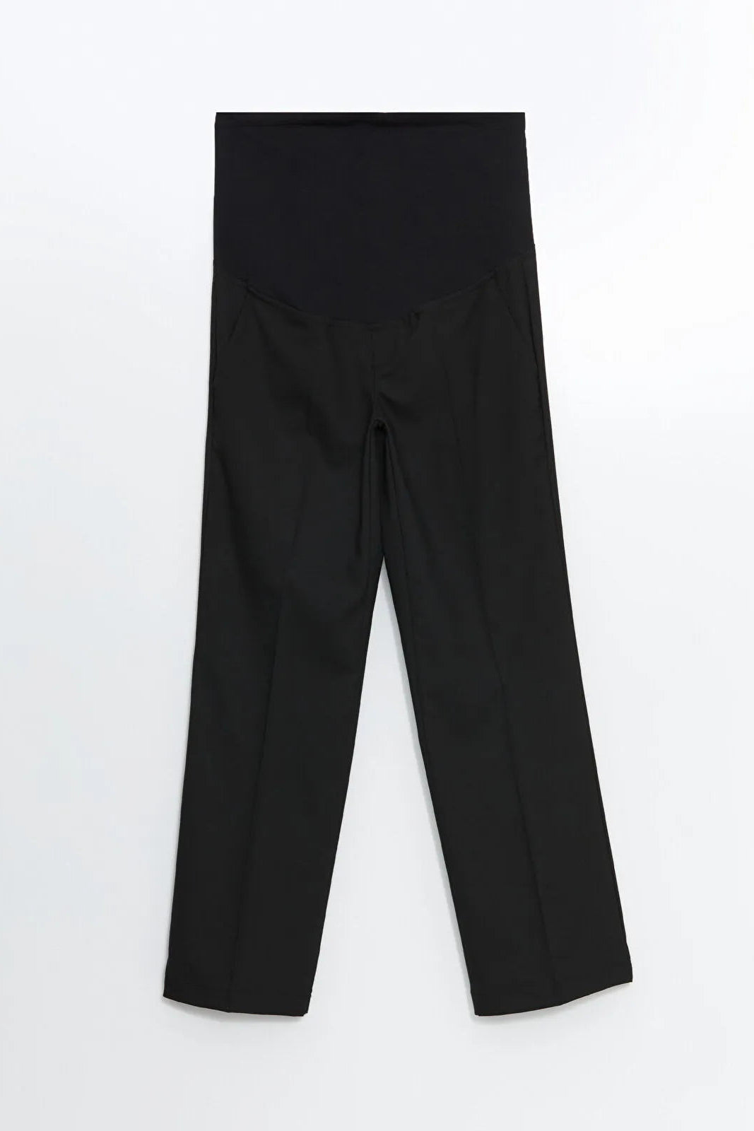 Wide Leg Belly Panel Maternity Trousers Black - 8343
