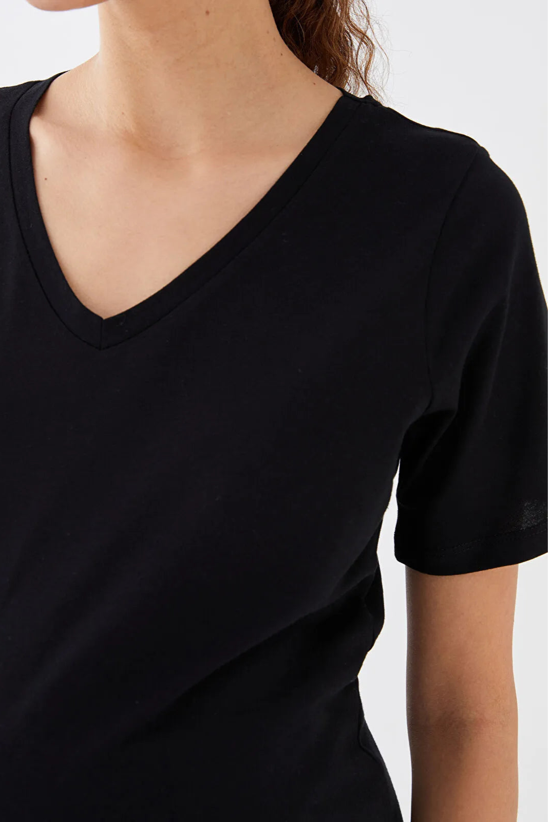 V-Neck Cotton Maternity T-Shirt Black - 8648