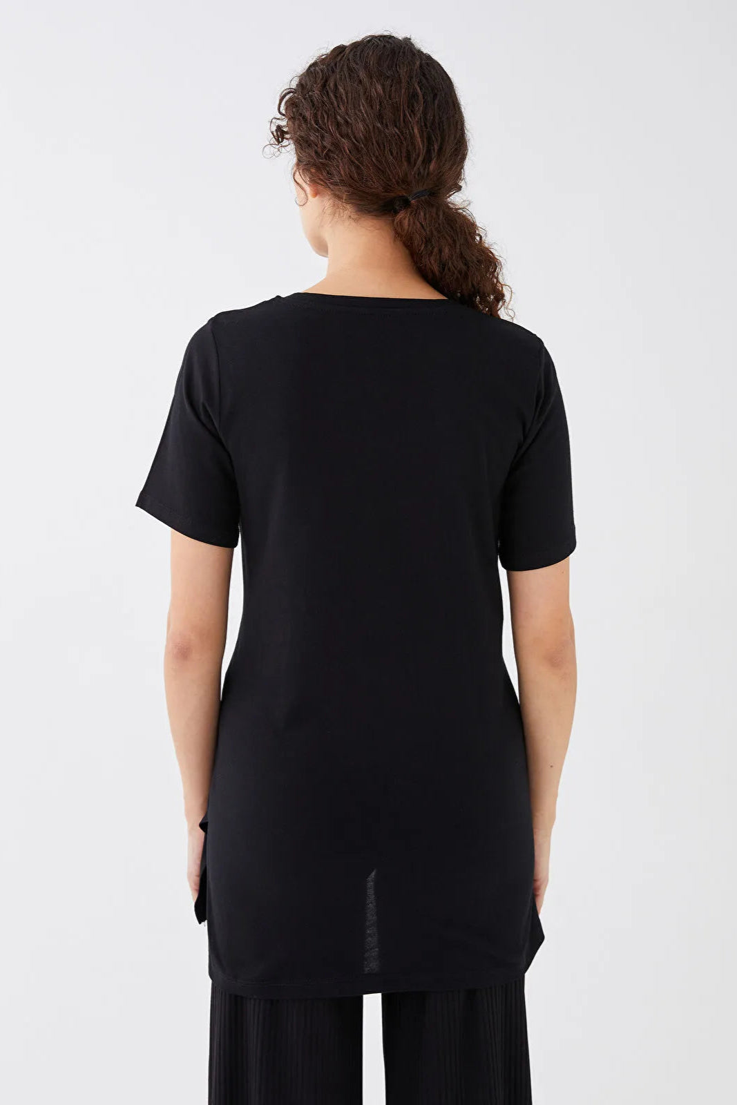 V-Neck Cotton Maternity T-Shirt Black - 8648