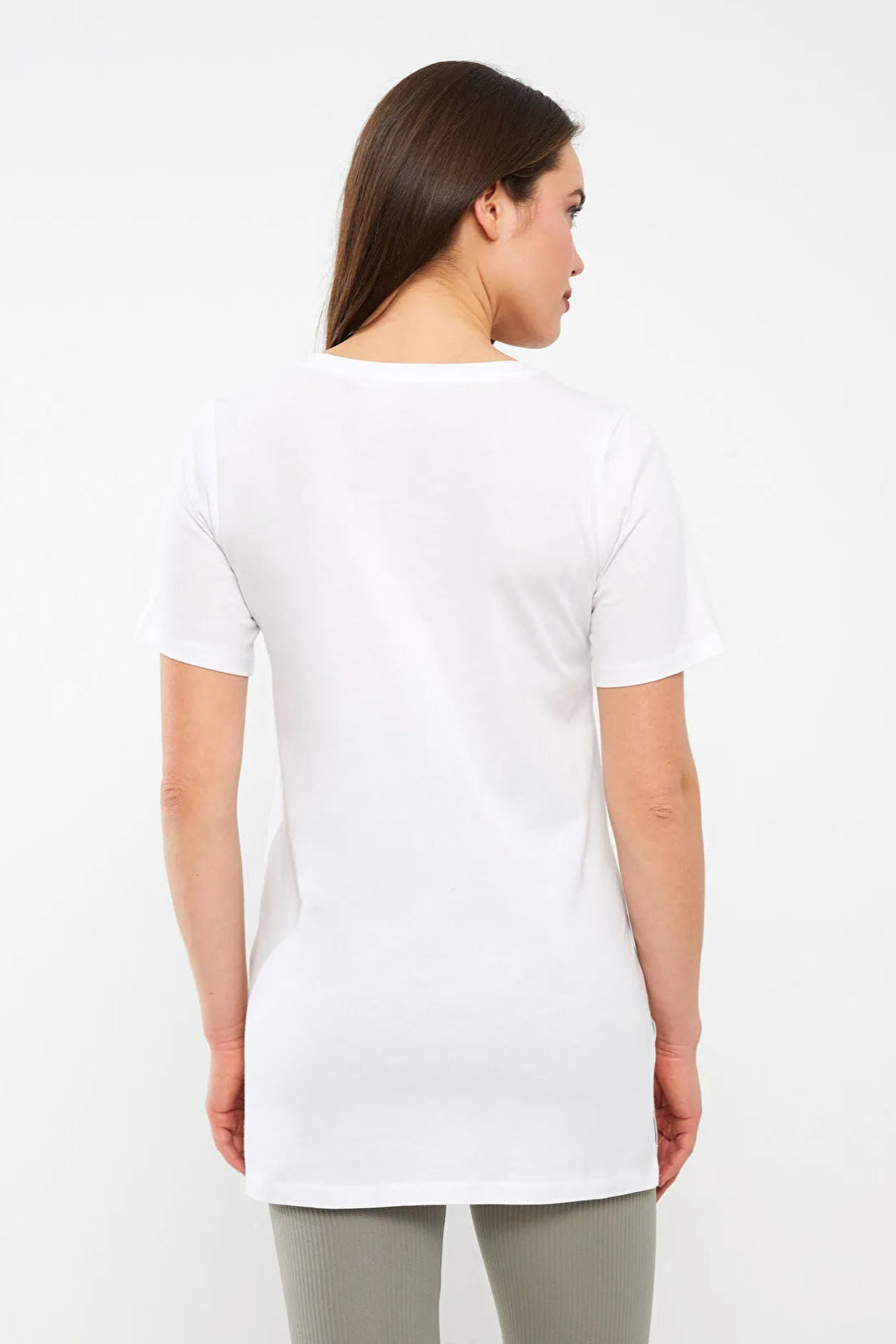 V-Neck Cotton Maternity T-Shirt White - 8648