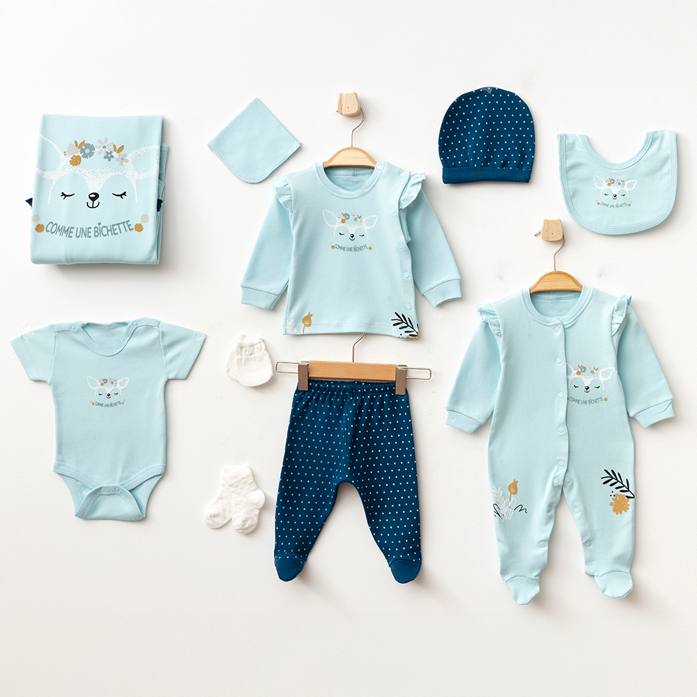 Doe Themed Hospital Outfit 10-Piece Set Newborn Baby Boy Mint (0-3 Months) - A020.10330