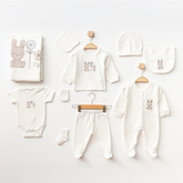 Rabbit Themed Hospital Outfit 10-Piece Set Newborn Baby Ecru (0-6 Months) - A020.10331