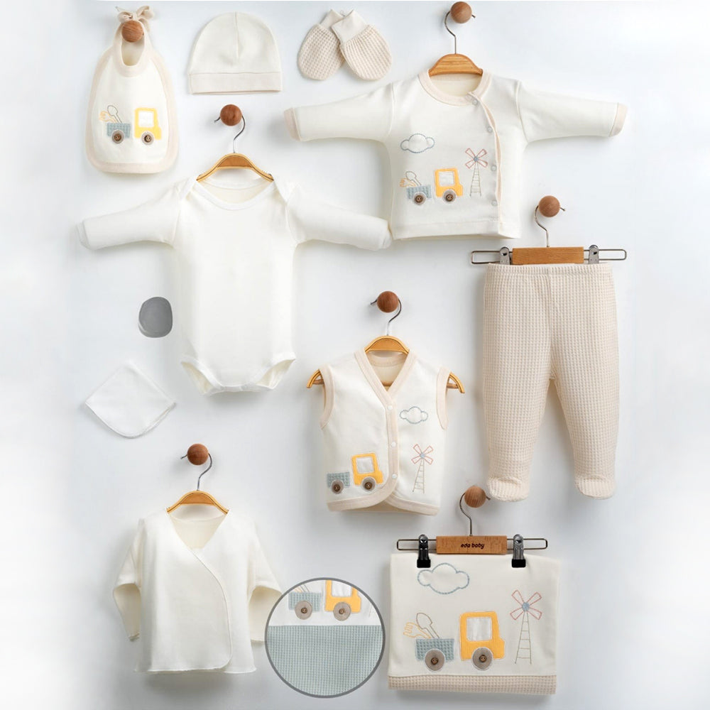 Truck Themed Hospital Outfit 10-Piece Set Newborn Baby Boy (0-6 Months