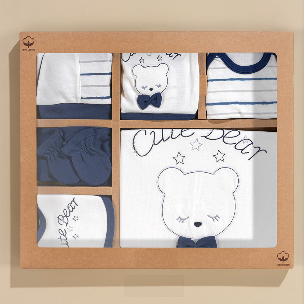 Cute Bear Themed Hospital Outfit 10-Piece Set Newborn Baby Boy Navy Blue (0-6 Months) - S001.2020
