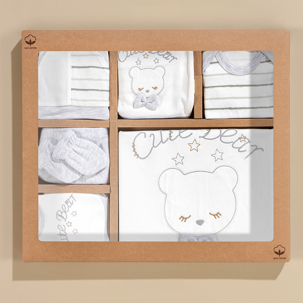 Cute Bear Themed Hospital Outfit 10-Piece Set Newborn Baby Boy Grey (0-6 Months) - S001.2020