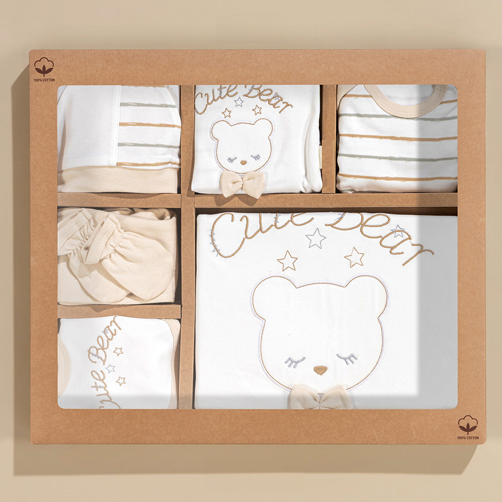 Cute Bear Themed Hospital Outfit 10-Piece Set Newborn Baby Boy Coffee (0-6 Months) - S001.2020