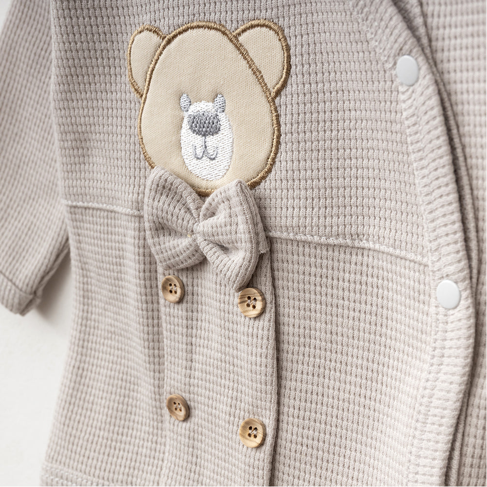 Bow Tie Teddy Bear Themed Hospital Outfit 10-Piece Set Newborn Baby Boy Grey (0-3 Months) - S001.2105