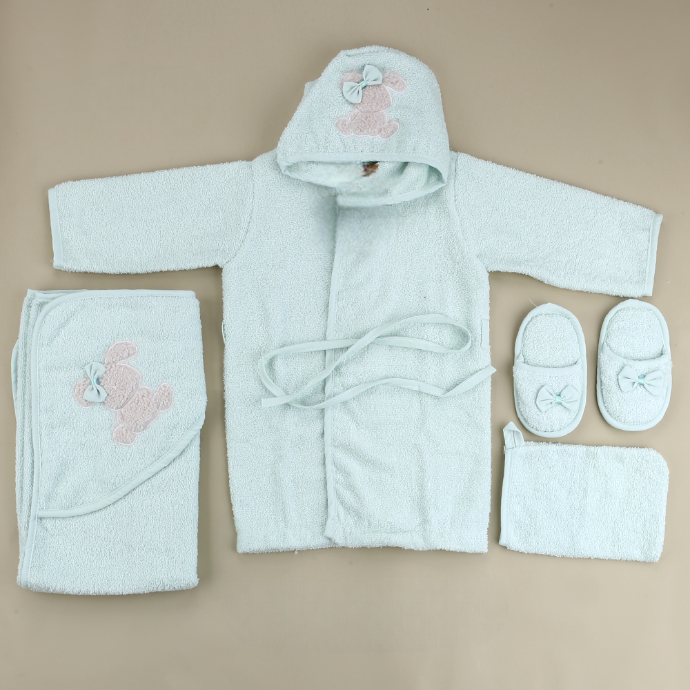 Ribbon Rabbit Themed Baby Bathrobe Set Mint (0-24 Months) - SP001.156.11