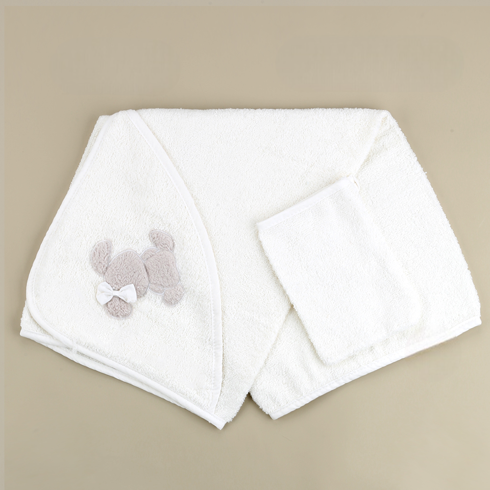 Ribbon Rabbit Themed Baby Towel Ecru - SP001.158.10