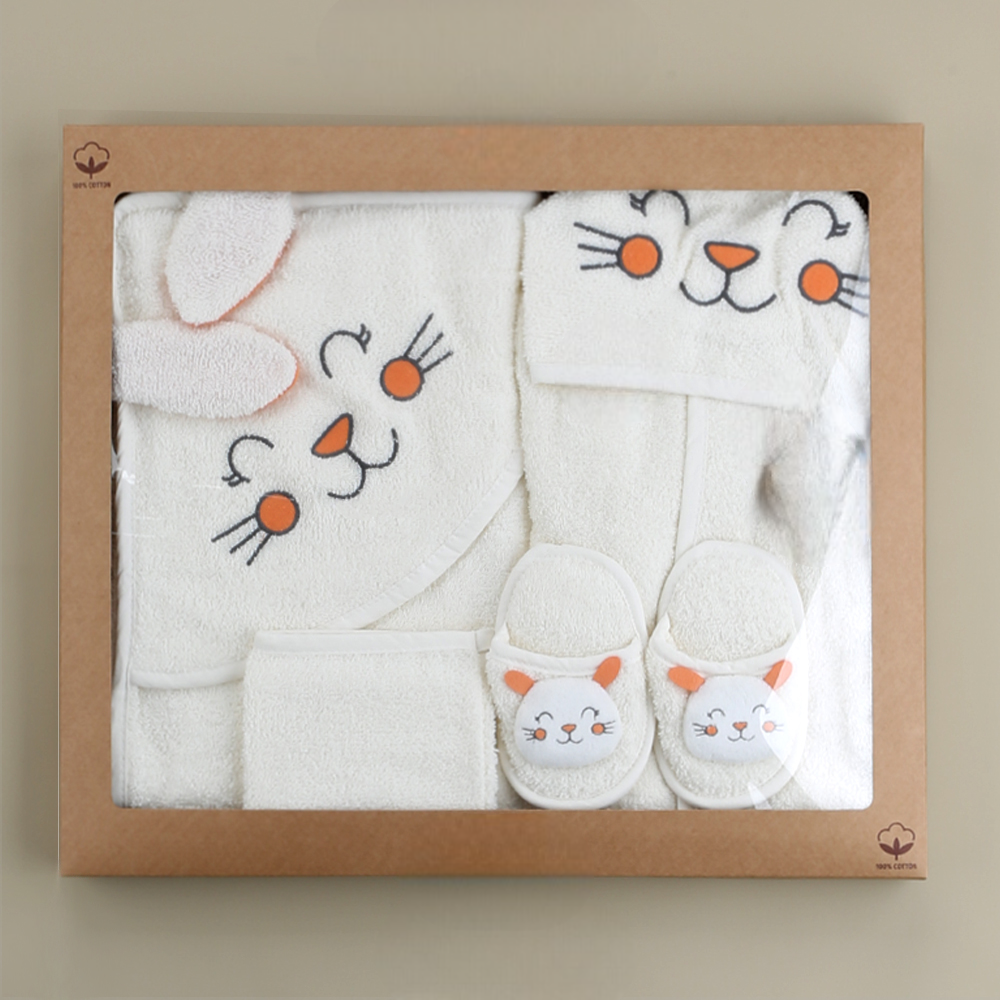 Rabbit Themed Baby Bathrobe Set Orange (0-24 Months) - SP001.131.7