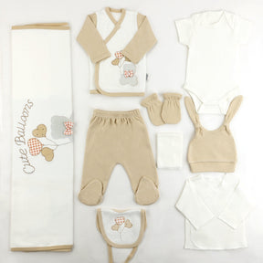 Cute Balloons Themed Hospital Outfit 10-Piece Set Newborn Baby Coffee (0-6 Months) - S001.2018