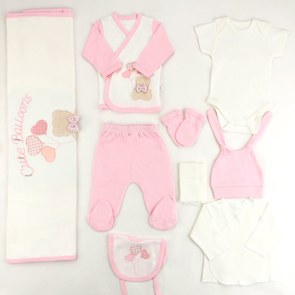 Cute Balloons Themed Hospital Outfit 10-Piece Set Newborn Baby Pink (0-6 Months) - S001.2018