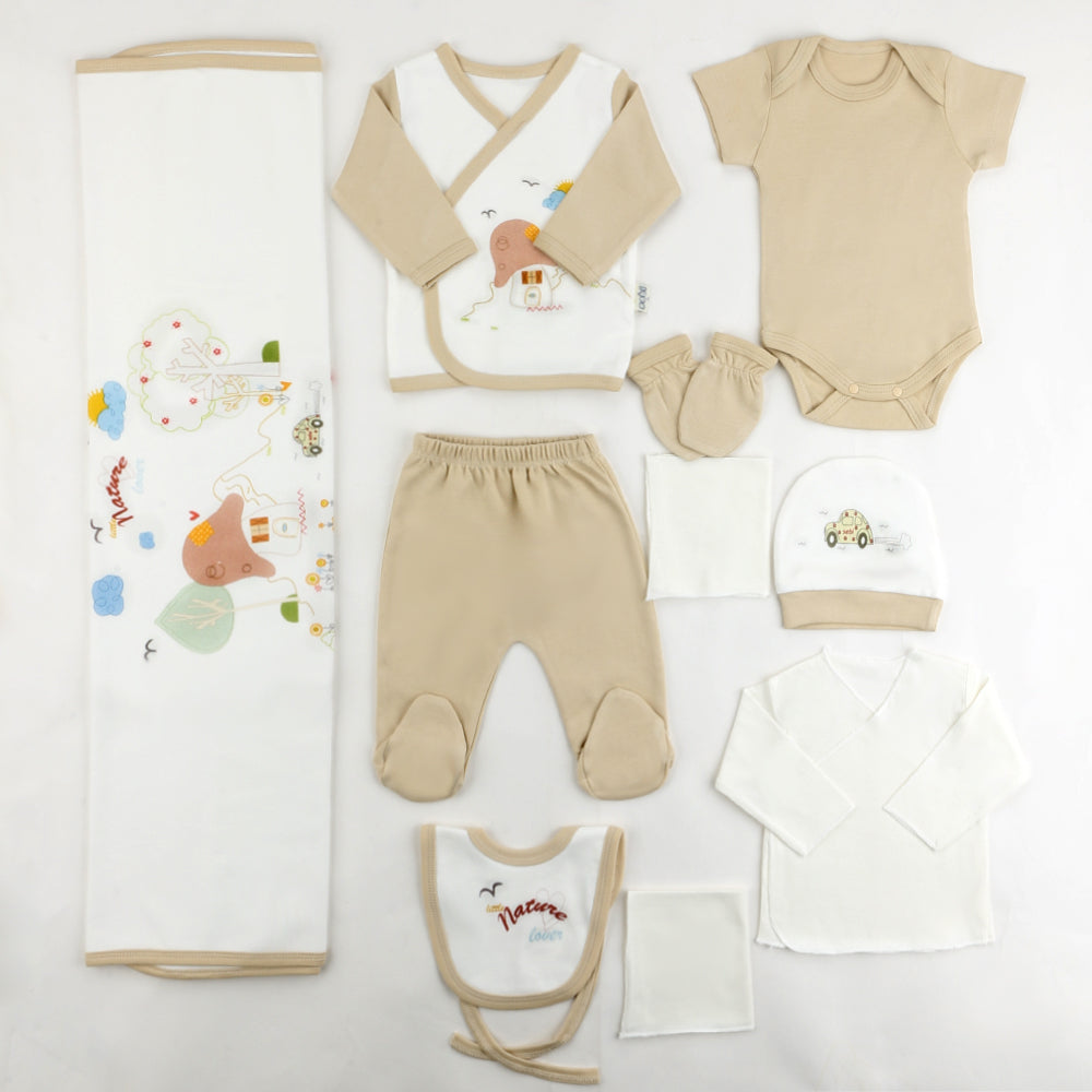 Nature Themed Hospital Outfit 10-Piece Set Newborn Baby Coffee (0-6 Months) - 001.2019