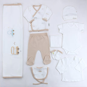 Cars Themed Hospital Outfit 10-Piece Set Newborn Baby Boy Coffee (0-6 Months) - S001.2025