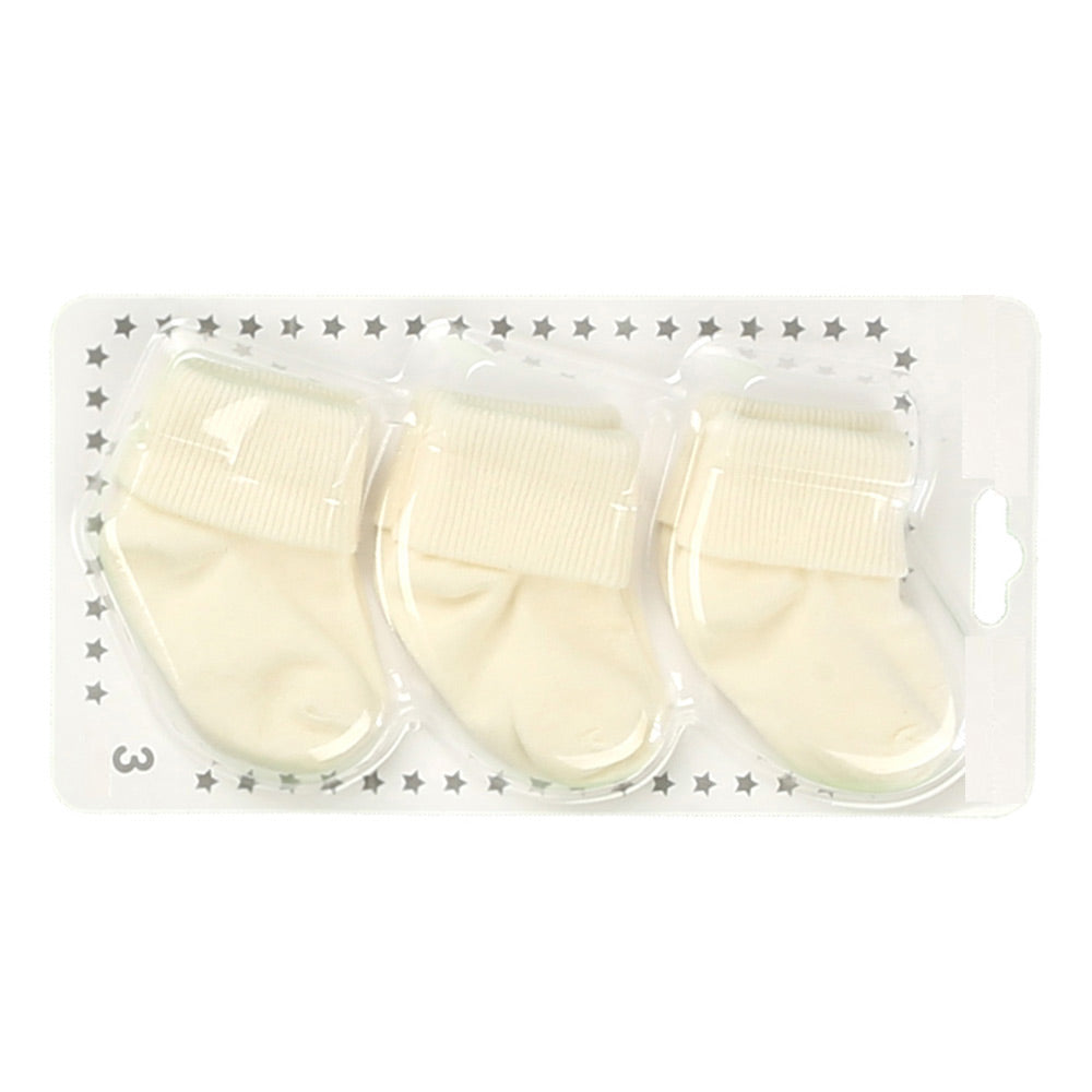 3-Pack Stripe Baby Socks Ecru (0-6 Months) - 001.6100