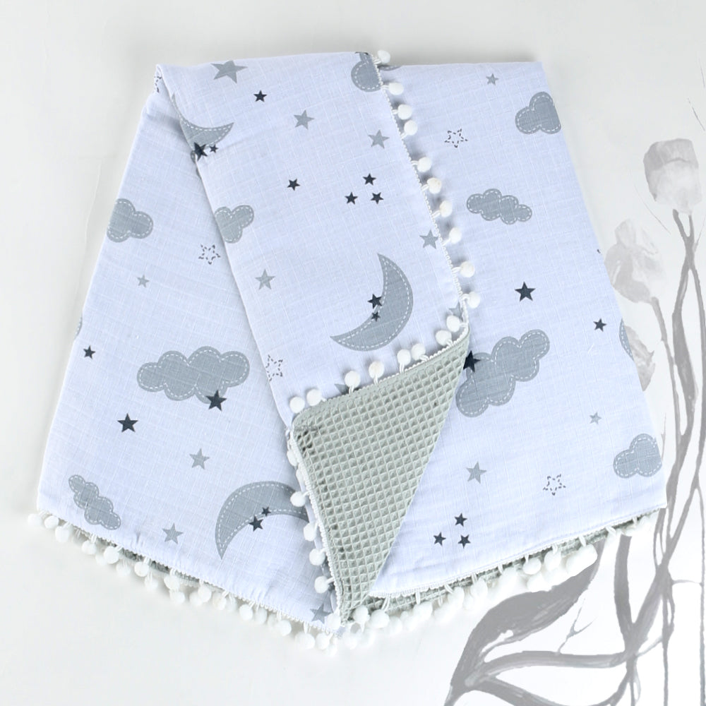 Pom-pom Themed Muslin Baby Blanket Grey - 001.9212