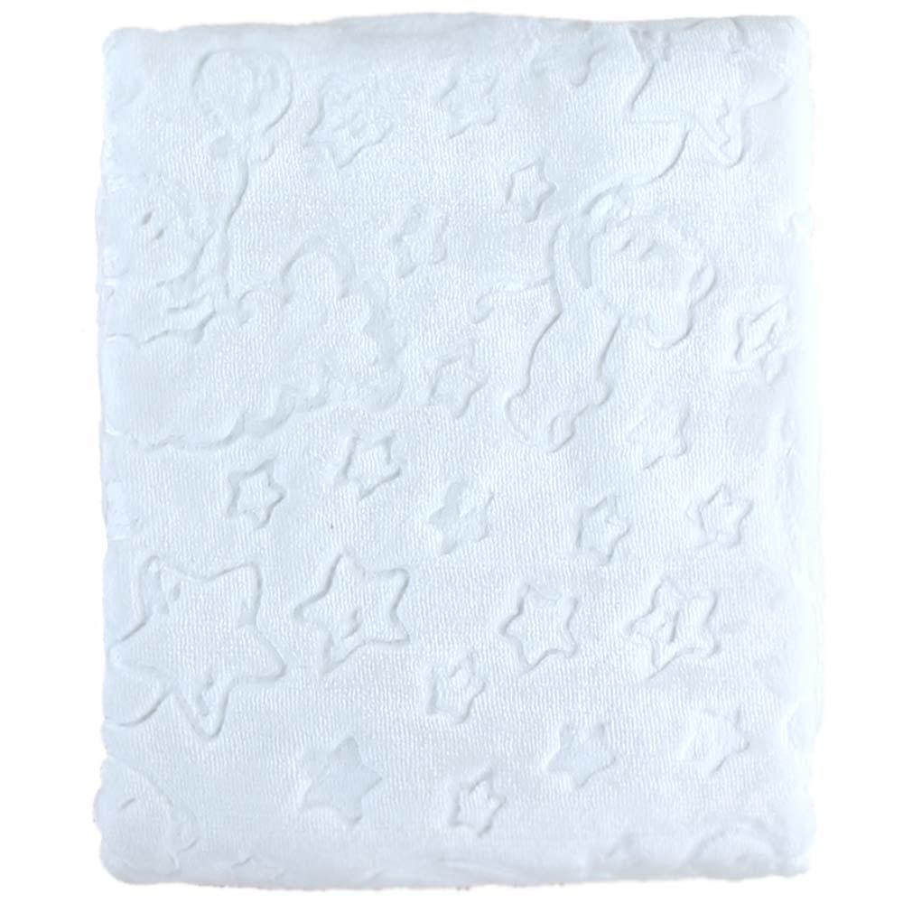 Moon Themed Embossed Plush Baby Blanket White - 001.9760
